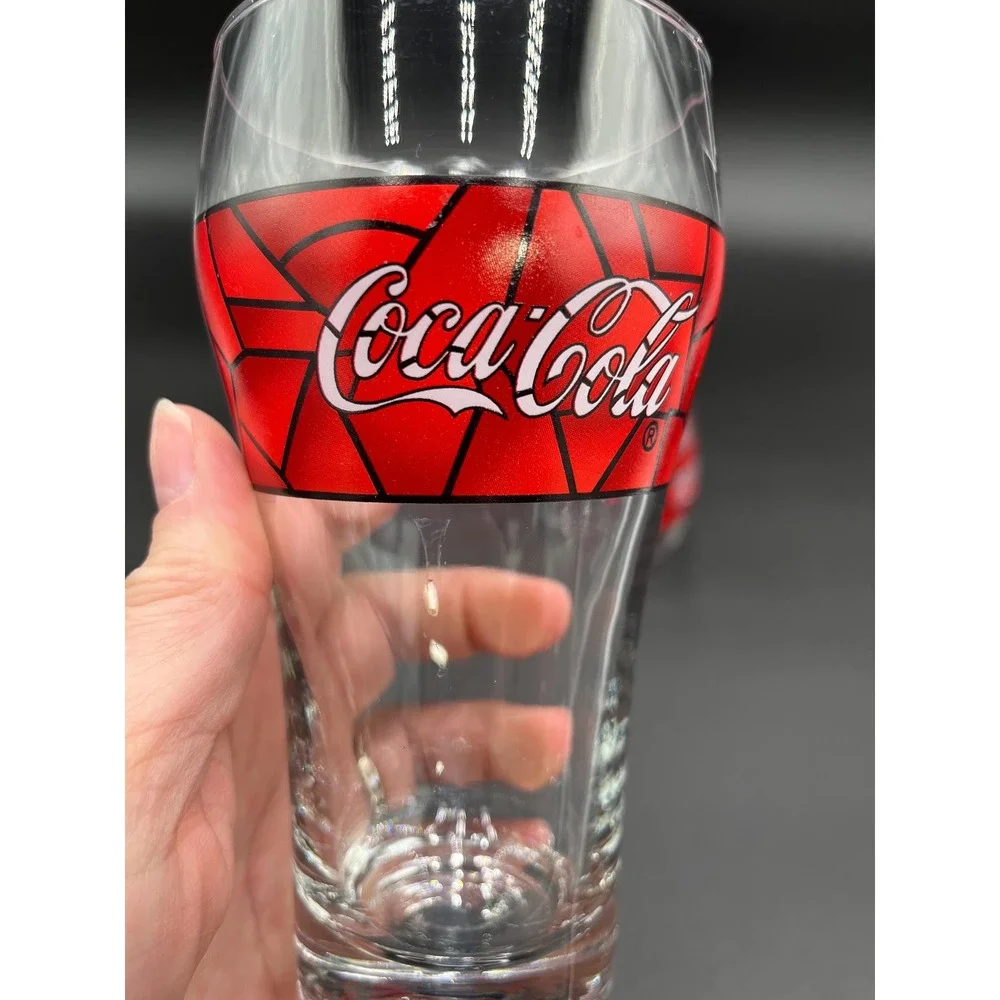 Vintage Coca Cola Stained Glass Set - Christmas Coke Glasses